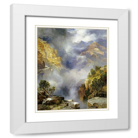 Mist In The Canyon White Modern Wood Framed Art Print with Double Matting by Moran, Thomas