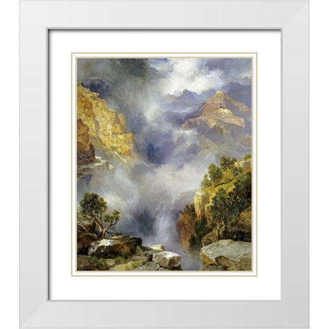 Mist In The Canyon White Modern Wood Framed Art Print with Double Matting by Moran, Thomas