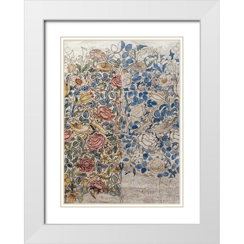 Design For Chintz: Rose White Modern Wood Framed Art Print with Double Matting by Morris, William