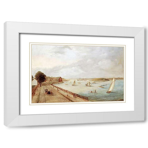 New York Harbor, 1890 White Modern Wood Framed Art Print with Double Matting by Murray, Cassie