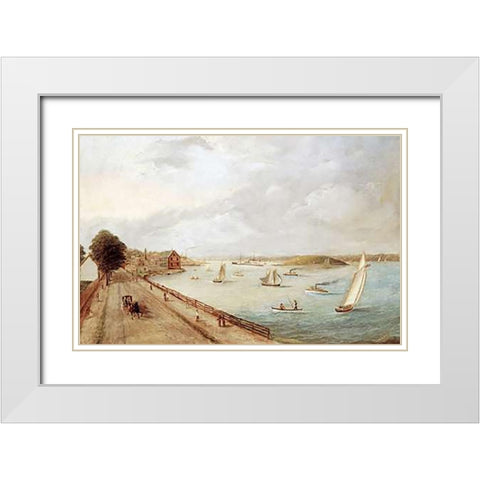New York Harbor, 1890 White Modern Wood Framed Art Print with Double Matting by Murray, Cassie