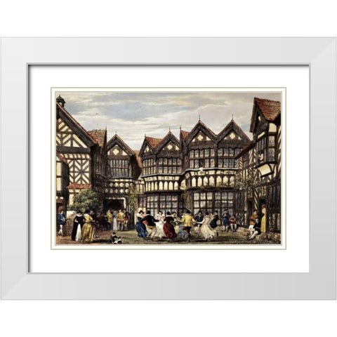 Little Moreton Hall, Cheshire White Modern Wood Framed Art Print with Double Matting by Nash, Joseph