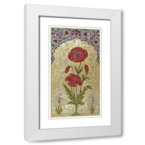 Poppy Blossoms White Modern Wood Framed Art Print with Double Matting by Oudh