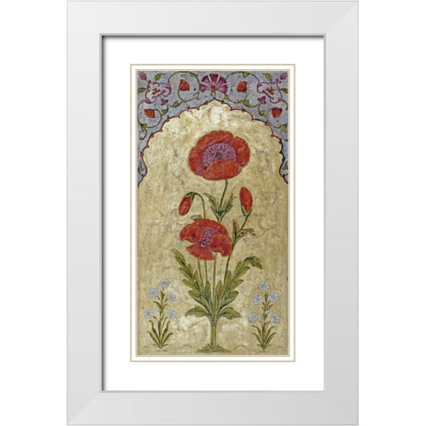 Poppy Blossoms White Modern Wood Framed Art Print with Double Matting by Oudh