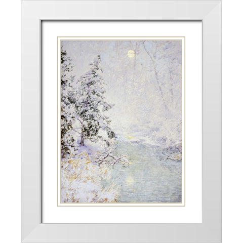 Winter Sun White Modern Wood Framed Art Print with Double Matting by Palmer, Walter Launt