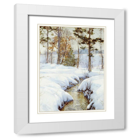 Snowladen Brook White Modern Wood Framed Art Print with Double Matting by Palmer, Walter Launt