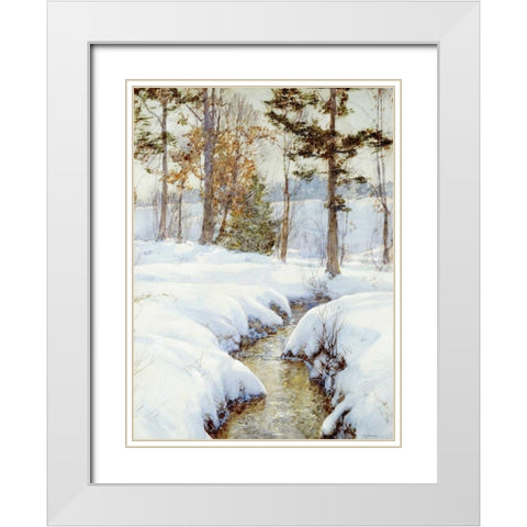 Snowladen Brook White Modern Wood Framed Art Print with Double Matting by Palmer, Walter Launt