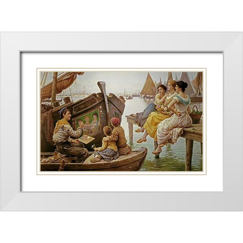 The Three Graces White Modern Wood Framed Art Print with Double Matting by Paoletti, Antonio