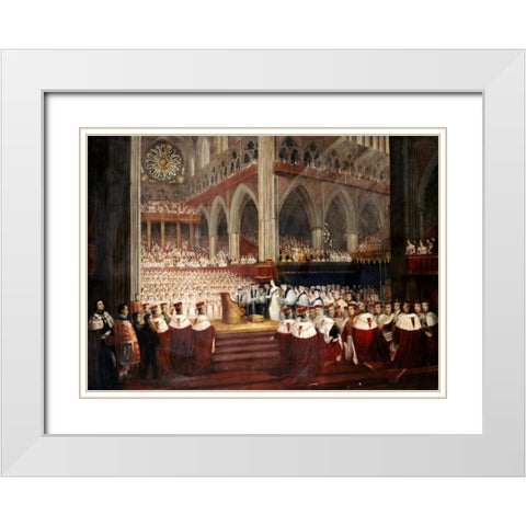 The Coronation of Queen Victoria White Modern Wood Framed Art Print with Double Matting by Parris, Edmund Thomas