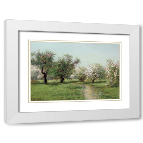 The Orchard In Spring White Modern Wood Framed Art Print with Double Matting by Parton, Arthur