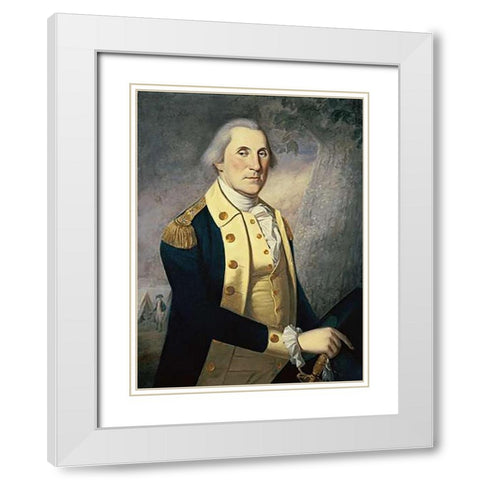 Portrait of George Washington White Modern Wood Framed Art Print with Double Matting by Peale, James