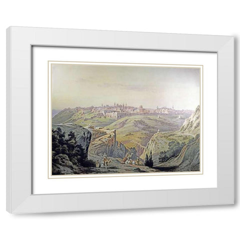 A View of Jerusalem White Modern Wood Framed Art Print with Double Matting by Perlberg, Friedrich