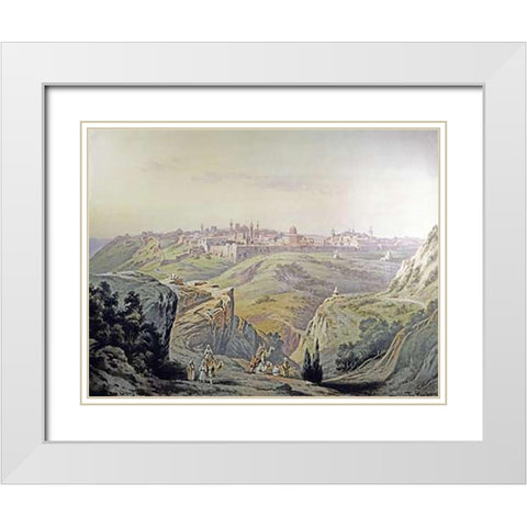 A View of Jerusalem White Modern Wood Framed Art Print with Double Matting by Perlberg, Friedrich