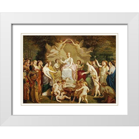 An Allegory of Spring White Modern Wood Framed Art Print with Double Matting by Picou, Henri Pierre