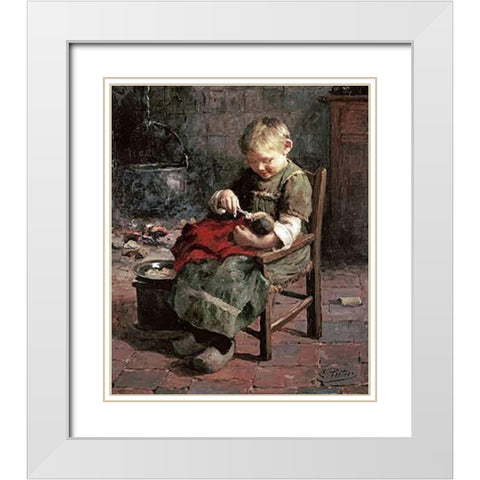 The Dolls Supper White Modern Wood Framed Art Print with Double Matting by Pieters, Evert