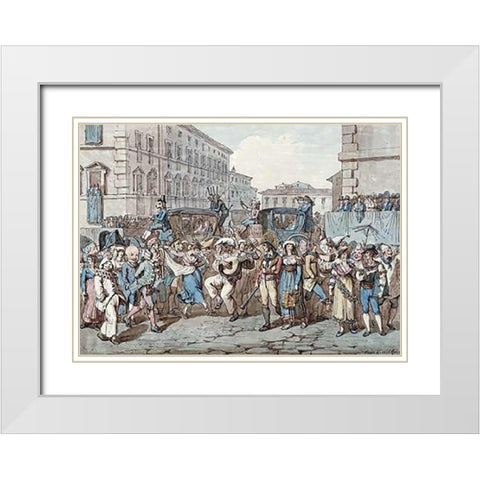 Carnevale a Roma White Modern Wood Framed Art Print with Double Matting by Pinelli, Bartolomeo