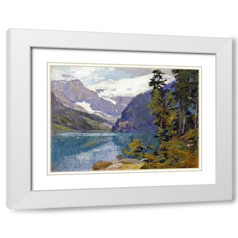 Lake Louise, British Columbia White Modern Wood Framed Art Print with Double Matting by Potthast, Edward Henry