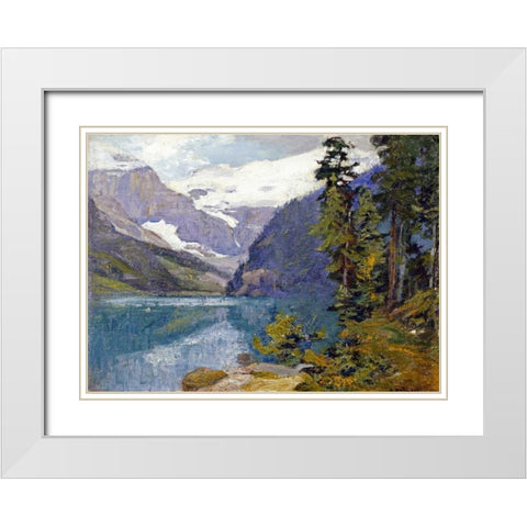 Lake Louise, British Columbia White Modern Wood Framed Art Print with Double Matting by Potthast, Edward Henry