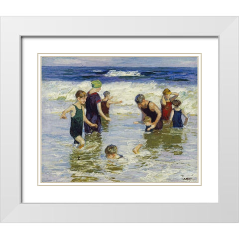 The Bathers White Modern Wood Framed Art Print with Double Matting by Potthast, Edward Henry