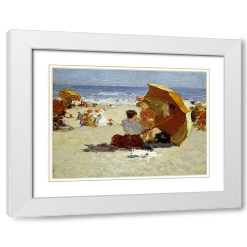 Late Afternoon, Coney Island White Modern Wood Framed Art Print with Double Matting by Potthast, Edward Henry