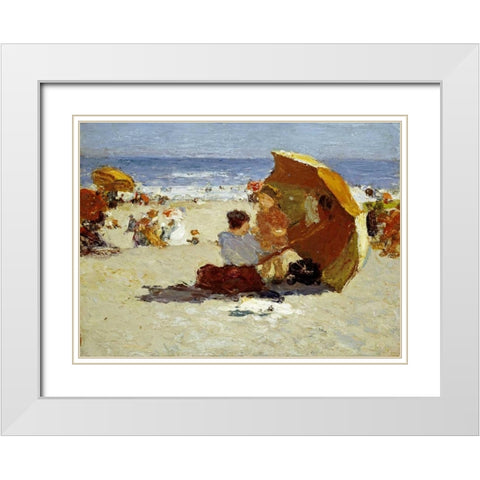 Late Afternoon, Coney Island White Modern Wood Framed Art Print with Double Matting by Potthast, Edward Henry