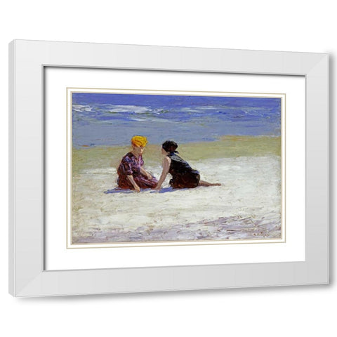Confidences White Modern Wood Framed Art Print with Double Matting by Potthast, Edward Henry