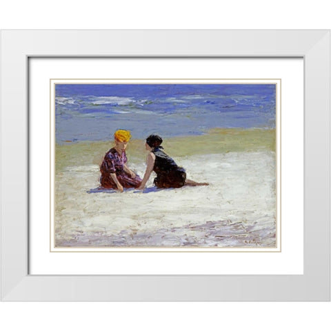 Confidences White Modern Wood Framed Art Print with Double Matting by Potthast, Edward Henry