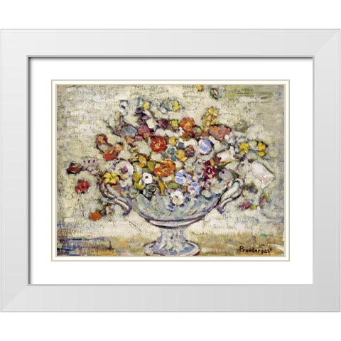 Floral Still Life White Modern Wood Framed Art Print with Double Matting by Prendergast, Maurice Brazil