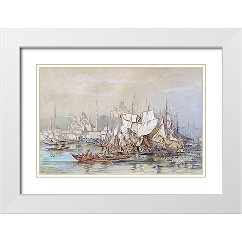 Constantinople White Modern Wood Framed Art Print with Double Matting by Preziosi, Amadeo