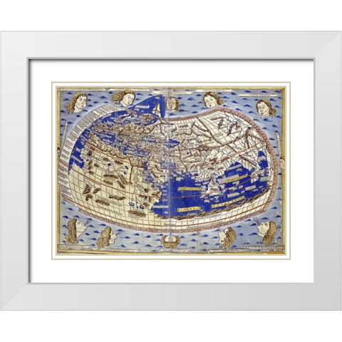 Cosmographia White Modern Wood Framed Art Print with Double Matting by Ptolemaeus, Claudius