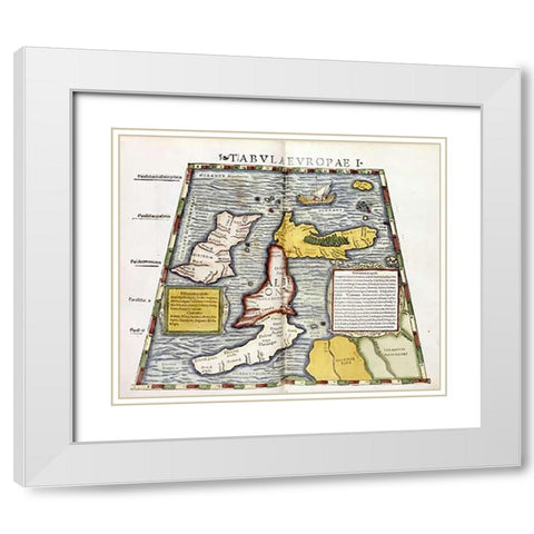 Map of Britain White Modern Wood Framed Art Print with Double Matting by Ptolemaeus, Claudius