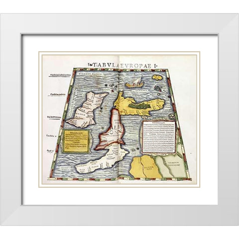 Map of Britain White Modern Wood Framed Art Print with Double Matting by Ptolemaeus, Claudius