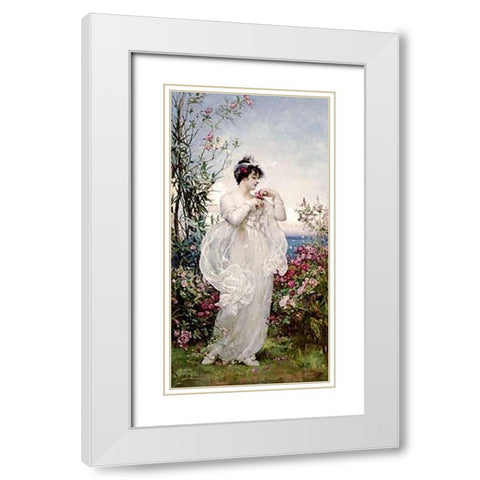 Summer White Modern Wood Framed Art Print with Double Matting by Rae, Henrietta
