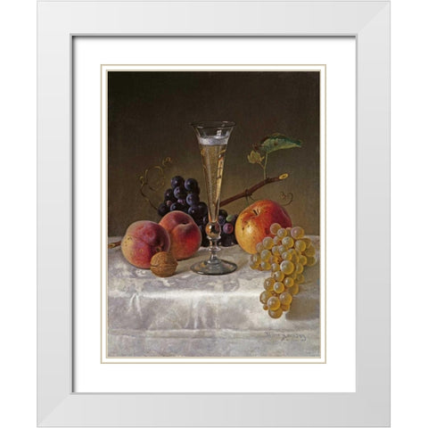 Still Life With Glass of Champagne White Modern Wood Framed Art Print with Double Matting by Ramsay, Milne