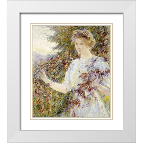 Autumn White Modern Wood Framed Art Print with Double Matting by Reid, Robert