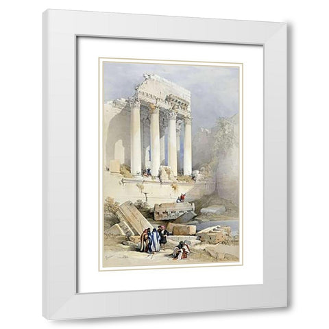 The Western Portico, Baalbec White Modern Wood Framed Art Print with Double Matting by Roberts, David
