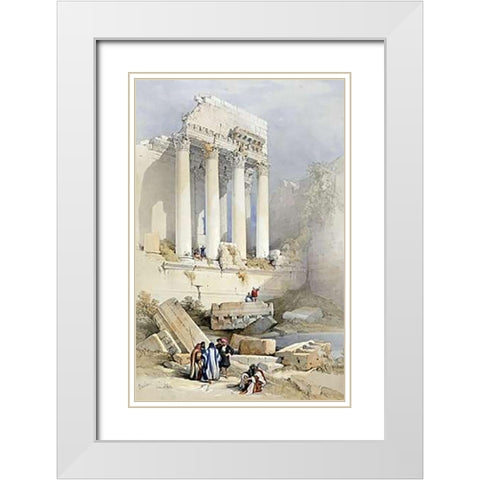 The Western Portico, Baalbec White Modern Wood Framed Art Print with Double Matting by Roberts, David
