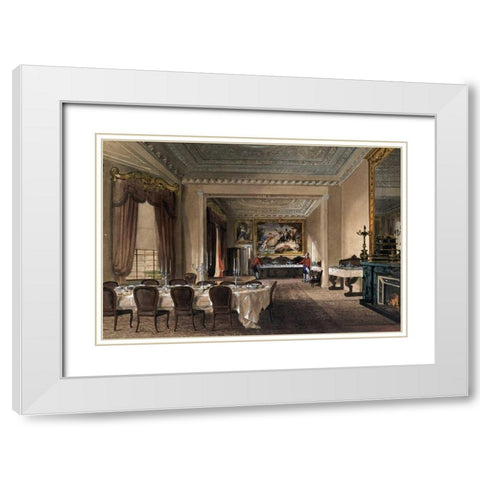 The Dining Room, Osborne House White Modern Wood Framed Art Print with Double Matting by Roberts, James