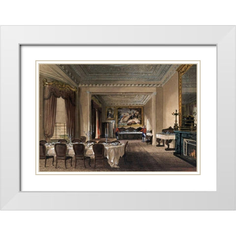 The Dining Room, Osborne House White Modern Wood Framed Art Print with Double Matting by Roberts, James