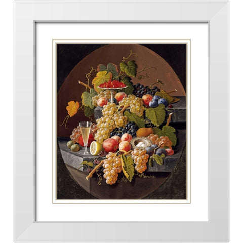 Still Life With Fruit White Modern Wood Framed Art Print with Double Matting by Roesen, Severin