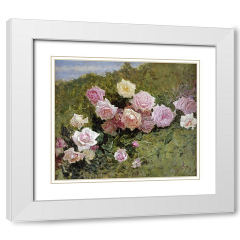 A Study of Roses White Modern Wood Framed Art Print with Double Matting by Rossi, Luigi