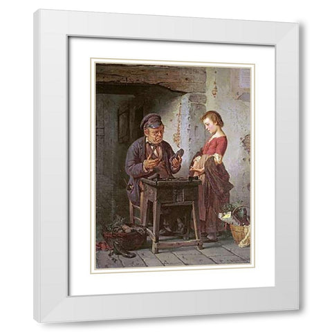 At The Cobblers White Modern Wood Framed Art Print with Double Matting by Rotta, Antonio