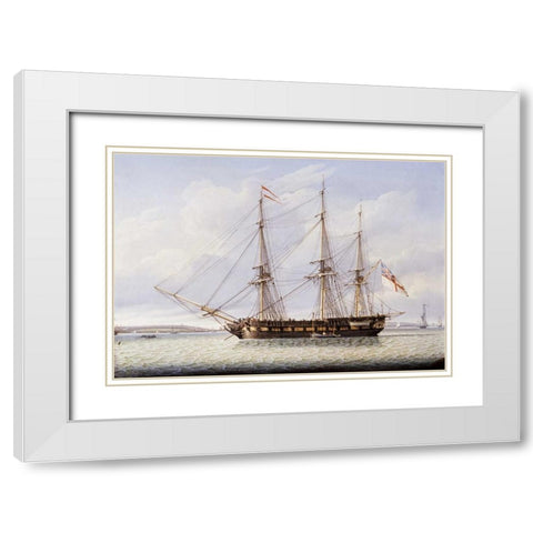 Sloop on The Mersey White Modern Wood Framed Art Print with Double Matting by Salmon, Robert