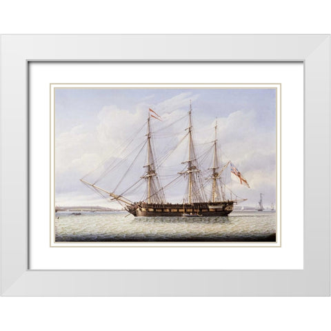 Sloop on The Mersey White Modern Wood Framed Art Print with Double Matting by Salmon, Robert