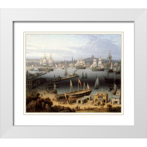 Boston Harbor White Modern Wood Framed Art Print with Double Matting by Salmon, Robert