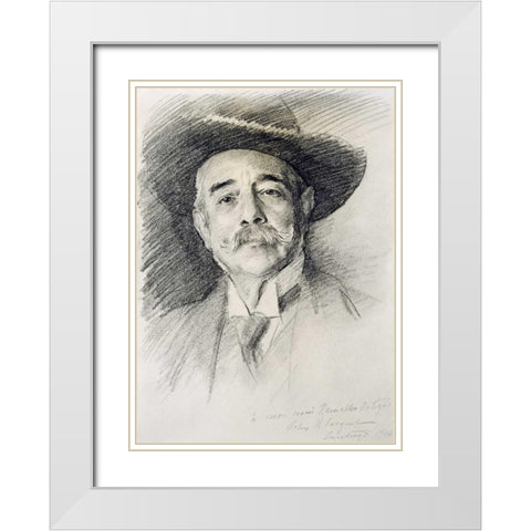 Portrait of Ramacho Ortigao White Modern Wood Framed Art Print with Double Matting by Sargent, John Singer
