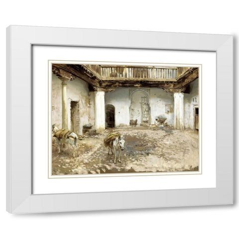 Moorish Courtyard White Modern Wood Framed Art Print with Double Matting by Sargent, John Singer