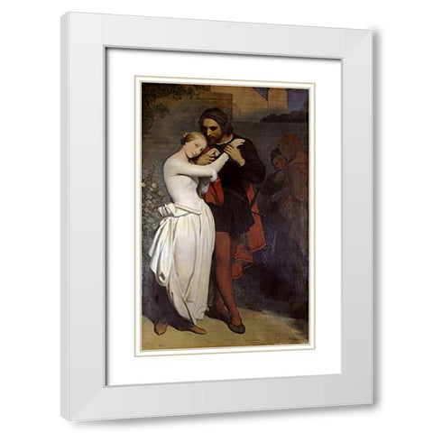 Faust Et Marguerite Au Jardin White Modern Wood Framed Art Print with Double Matting by Scheffer, Ary