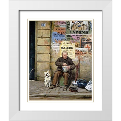 The Restorer White Modern Wood Framed Art Print with Double Matting by Schill, Adolf