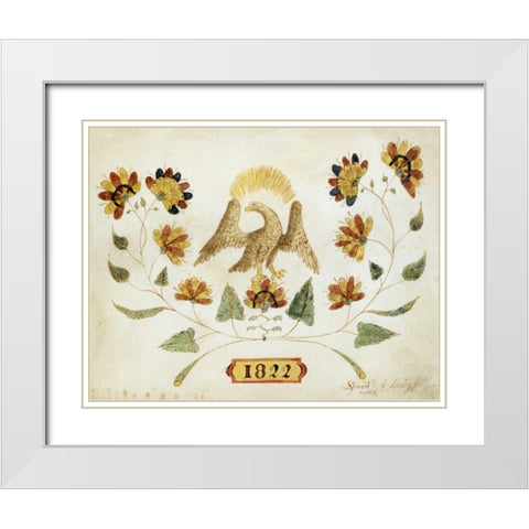 A Watercolor and Ink Drawing of a Spread Eagle White Modern Wood Framed Art Print with Double Matting by Sheley, David A.